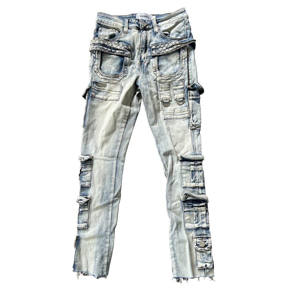 Guapi Men's Jeans 28 Tactical Stacked Denim‎ Streetwear Distressed Cargo Pocket
